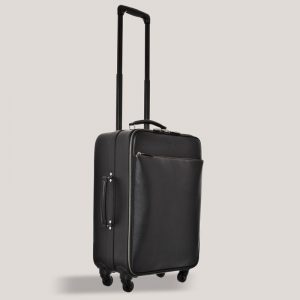 Luxury Leather Cabin Suitcase Black Italian Leather 1