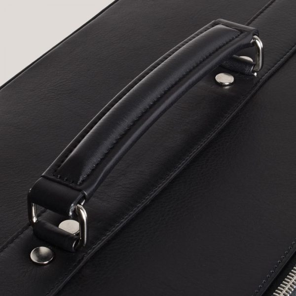 Luxury Leather Cabin Suitcase Black Italian Leather 11