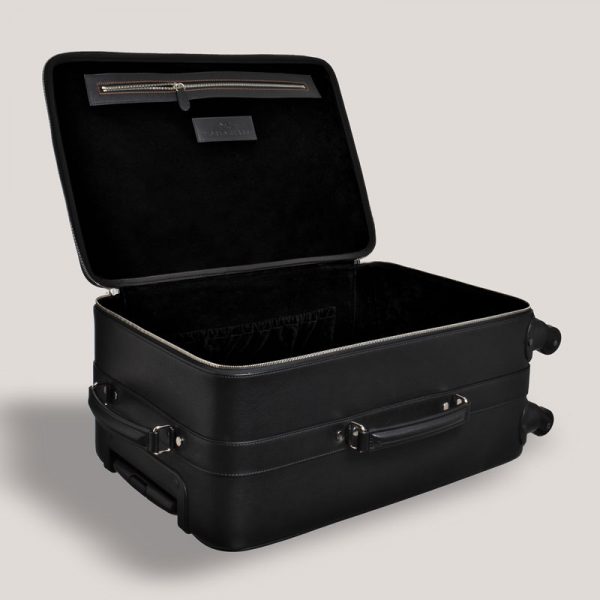 Luxury Leather Cabin Suitcase Black Italian Leather 4