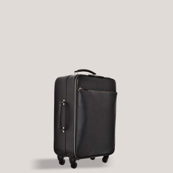 Luxury Leather Cabin Suitcase Black Italian Leather 9