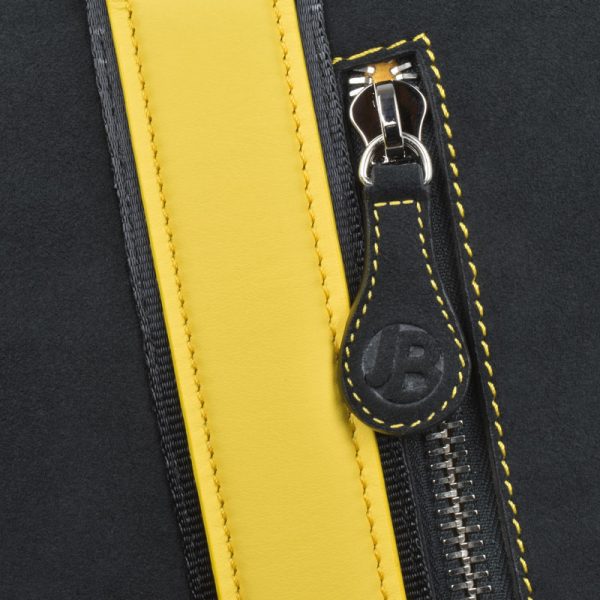 Twin Touring Luggage – Black Alcantara Yellow Leather 12